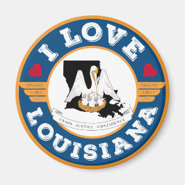 I Kärlek Louisiana Statlig flagga och Karta Magnet