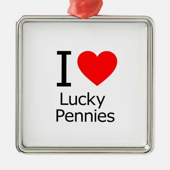 I Kärlek Lucky Pennies Julgransprydnad Metall (Framsidan)