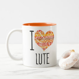 I Kärlek Lute Orange Mandala Heart Två-Tonad Mugg