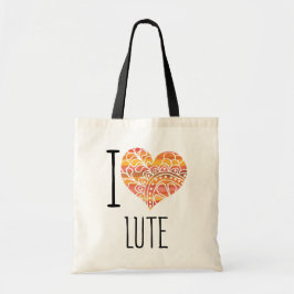 I Kärlek Lute Orange Mandala Heart Tygkasse