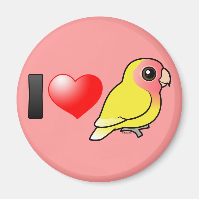 I Kärlek Lutino Peach-face Lovebird Magnet (Framsidan)