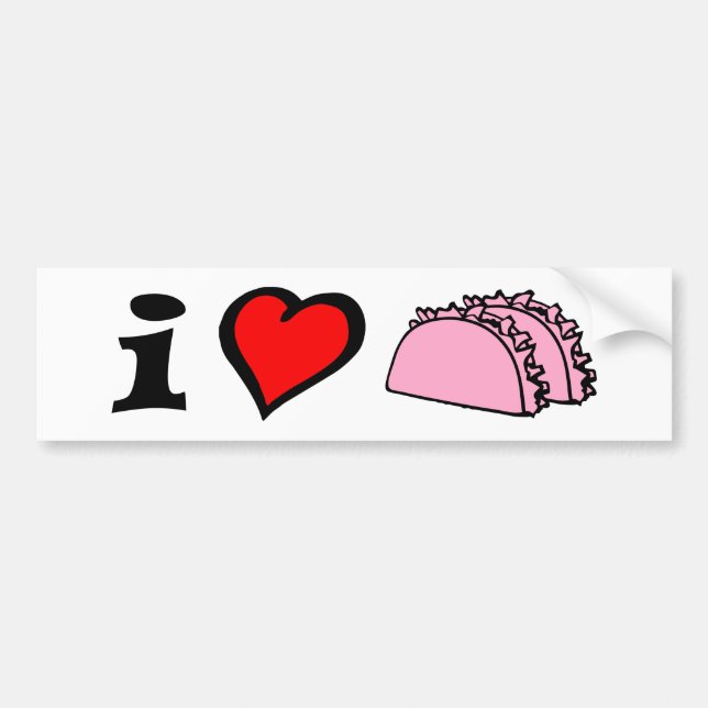 I Kärlek LUV Heart Rosa Tacos Bumper Sticker Bildekal (Framsidan)