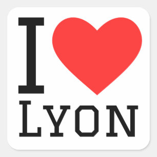 I kärlek lyon fyrkantigt klistermärke