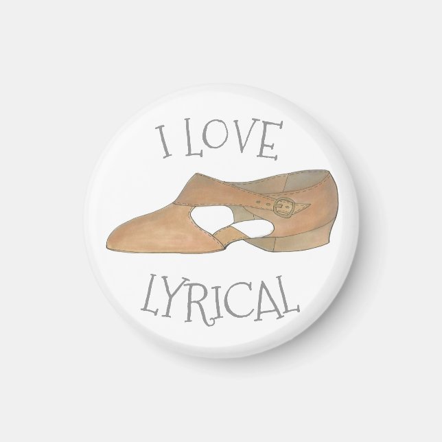 I Kärlek Lyrical Tan Modern Dance Teacher Shoe Magnet (Framsidan)