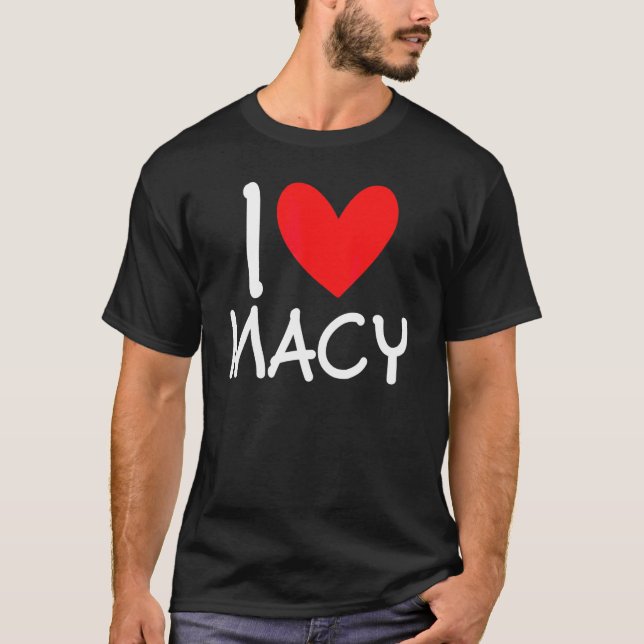 I Kärlek Macy Namn Personlig Girl Woman Bff Frien T Shirt (Framsida)