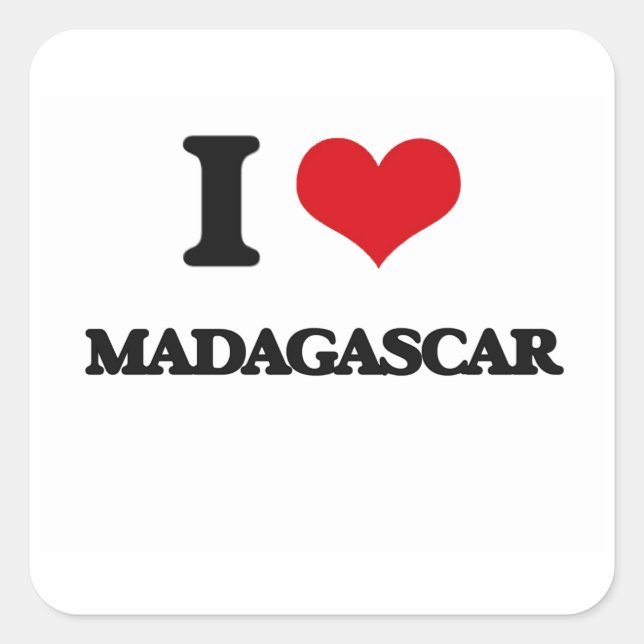 I Kärlek Madagaskar Fyrkantigt Klistermärke (Framsida)