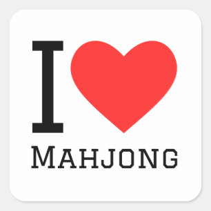 I kärlek mahjong fyrkantigt klistermärke