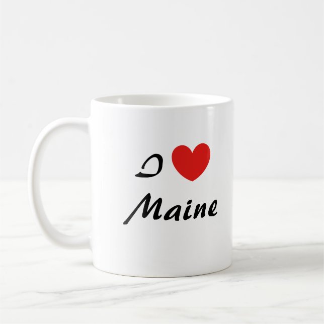 I Kärlek Maine Heart Typography Coffee Mugg (Vänster)