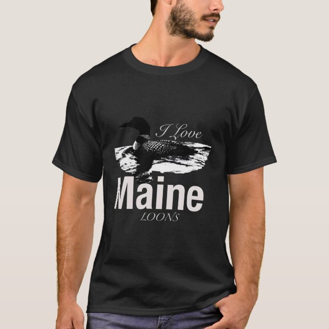 I Kärlek Maine Loons T Shirt (Framsida)