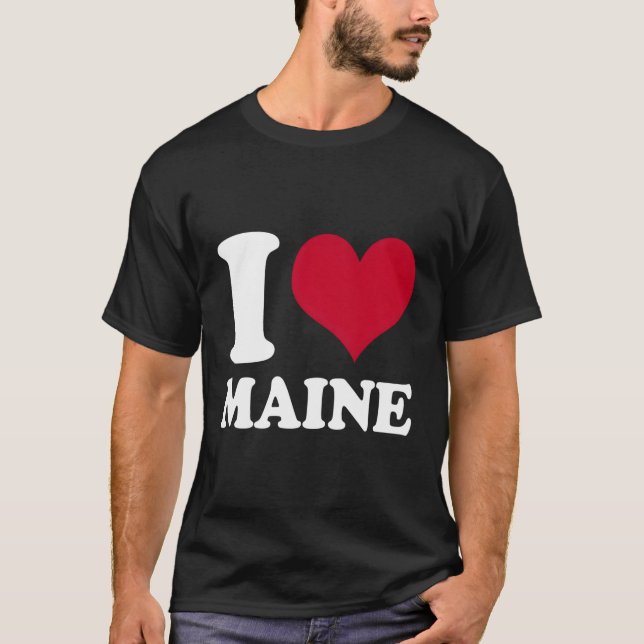 I Kärlek Maine Me T Shirt (Framsida)