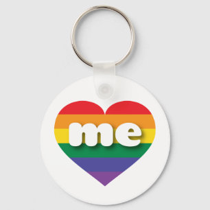 I Kärlek Maine Rainbow Heart Nyckelring
