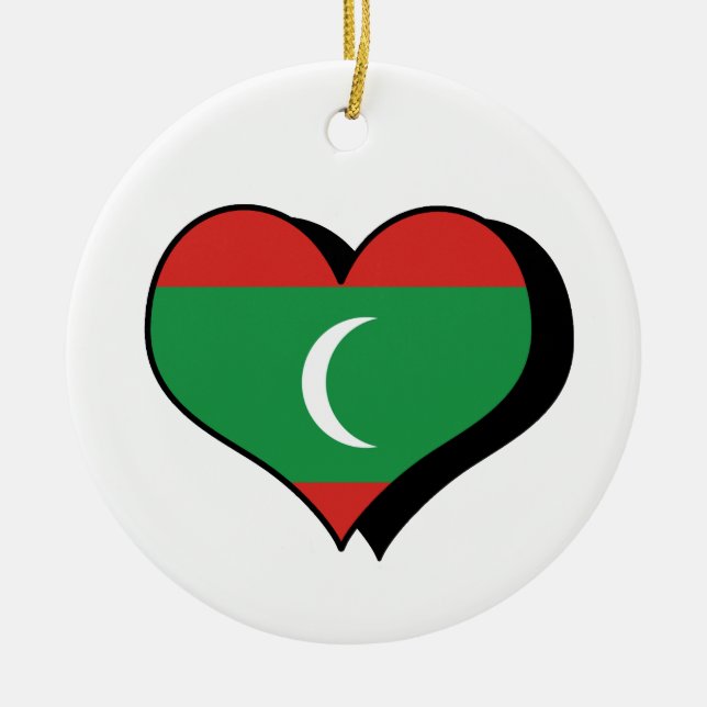 I Kärlek Maldives Flagga Ornament (Framsidan)