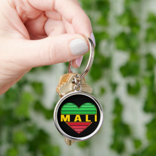 I Kärlek Mali, Malian Heart Rund Silverfärgad Nyckelring