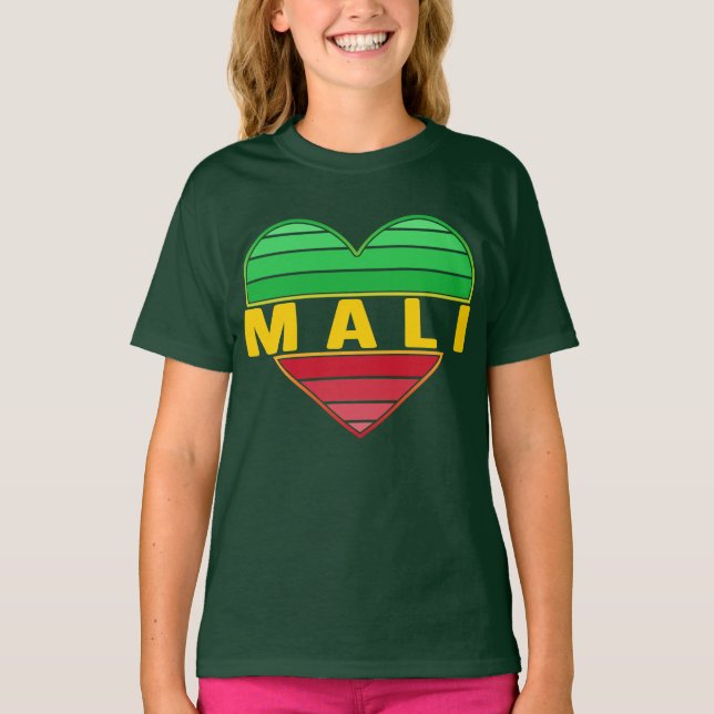 I Kärlek Mali, Malian Heart T Shirt (Framsida)