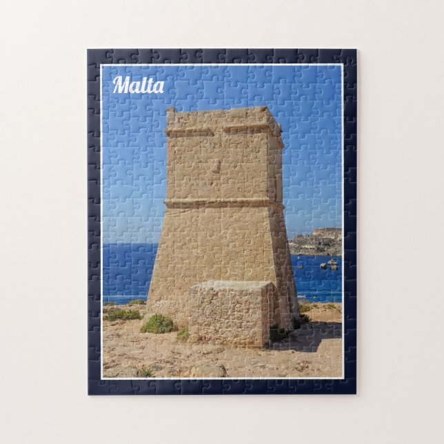 I Kärlek Malta Għajn Tuffieħa WatchTowGolden Bay Pussel (Vertikal)