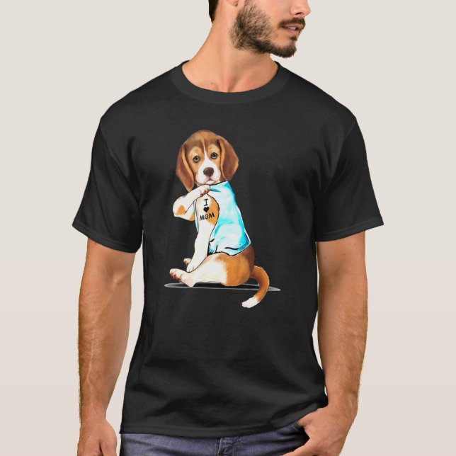 I Kärlek Mamma Beagle Harrier Tattooed T Shirt (Framsida)