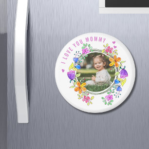 I KÄRLEK MAMMA DIG Photo Colorful Blommigt Modern Magnet