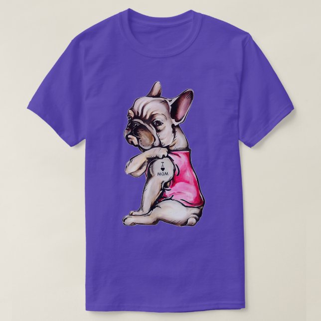 I Kärlek Mamma Fransk Bulldog Hund Gift T Shirt (Design framsida)