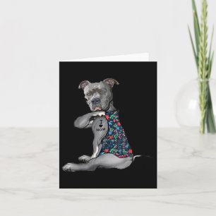 I Kärlek Mamma Funny Pitbull Hund Tattoo Flower Mo Kort