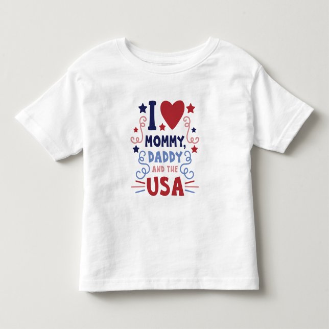 I Kärlek Mamma pappa och USA T Shirt (Framsida)