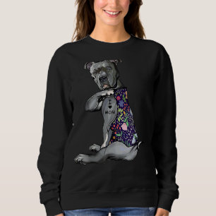 I Kärlek Mamma Pitbull Hund Tattoo Flower Mors dag T Shirt