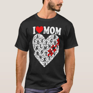 I Kärlek Mamma Redeart Ord Search Valentines day V T Shirt