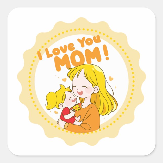 I kärlek Mamma Sticker Fyrkantigt Klistermärke (Framsida)