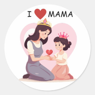 I Kärlek mamma Sticker Runt Klistermärke
