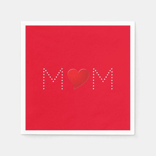 I Kärlek, Mamma, svart, vitt hjärta pappert Pappersservett (Framsidan)