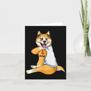 I Kärlek Mamma Tatto Akita Mamma Hund älskare Kvin Kort