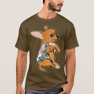 I Kärlek Mamma Tatto Chihuahua Hund blommor Mammor T Shirt