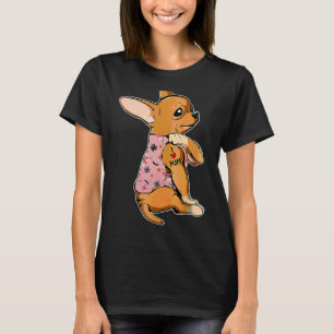 I Kärlek Mamma Tatto Chihuahua Hund Flowers T Shirt
