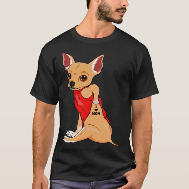 I Kärlek Mamma Tatto Chihuahua Hund Women Chihuahu T Shirt (Framsida)
