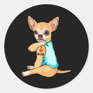 I Kärlek Mamma Tatto Chihuahua Mamma Hund älskare Runt Klistermärke
