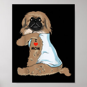 I Kärlek Mamma Tatto Pekingese Mamma Hund älskare Poster