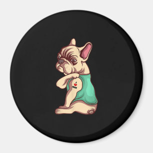 I Kärlek Mamma Tattoo Älskare Funny Fransk Bulldog Magnet