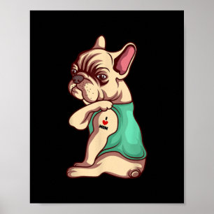 I Kärlek Mamma Tattoo Älskare Funny Fransk Bulldog Poster