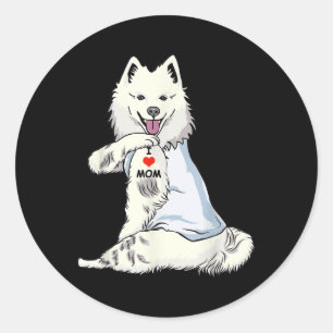 I Kärlek Mamma Tattoo American Eskimo Mamma Hund ä Runt Klistermärke