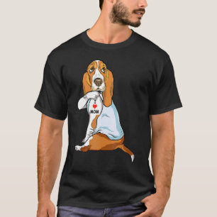 I Kärlek Mamma Tattoo Basset Hound Mamma Hund Kvin T Shirt