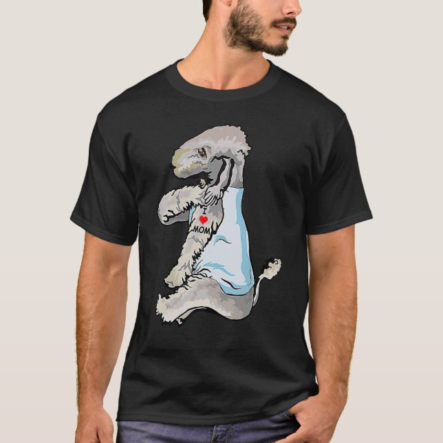 I Kärlek Mamma Tattoo Bedlington Terrier Mamma Hun T Shirt (Framsida)