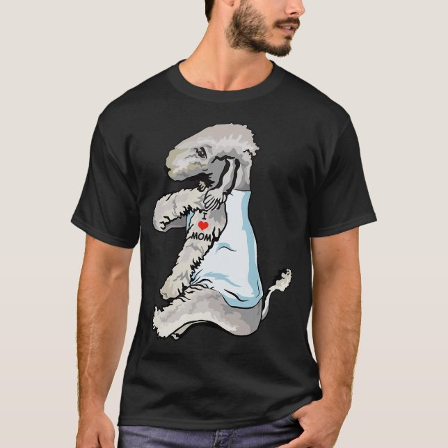 I Kärlek Mamma Tattoo Bedlington Terrier Mamma Hun T Shirt (Framsida)