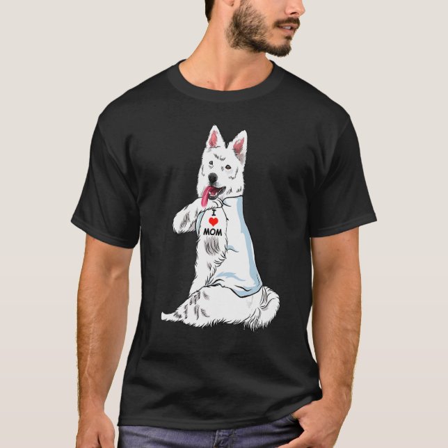 I Kärlek Mamma Tattoo Berger Blanc Suisse Mors dag T Shirt (Framsida)