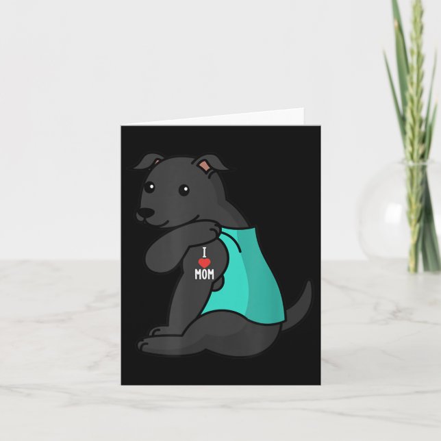 I Kärlek Mamma Tattoo Black Hund Kort (Framsida)