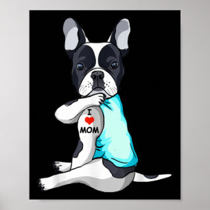 I Kärlek Mamma Tattoo Fransk Bulldog Mamma Hund äl Poster