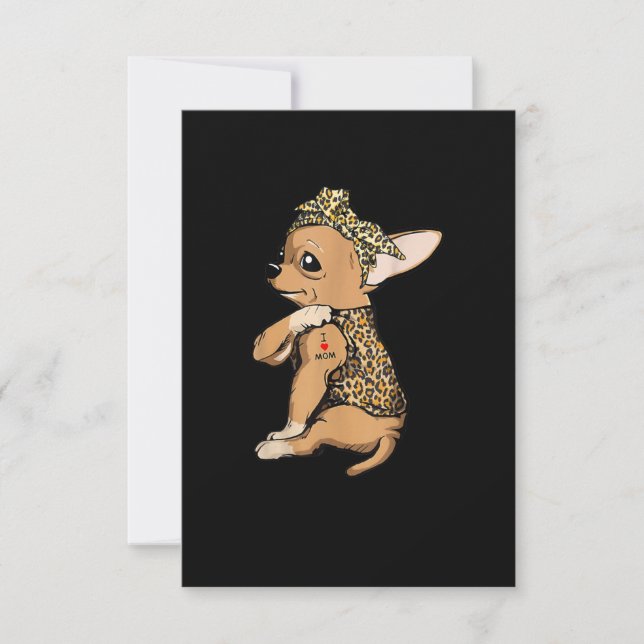 I Kärlek Mamma Tattoo Funny Chihuahua Hund med Ban OSA Kort (Framsida)