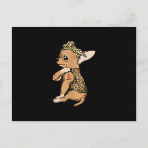 I Kärlek Mamma Tattoo Funny Chihuahua Hund med Ban Vykort