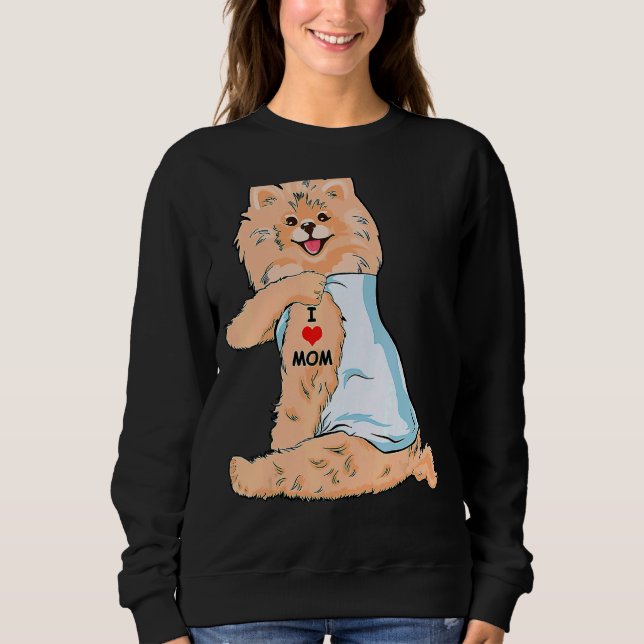 I Kärlek Mamma Tattoo German Spitz Mamma Hund Mor  T Shirt (Framsida)