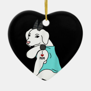 I Kärlek Mamma Tattoo Goat Funny Mors Day Pet Julgransprydnad Keramik