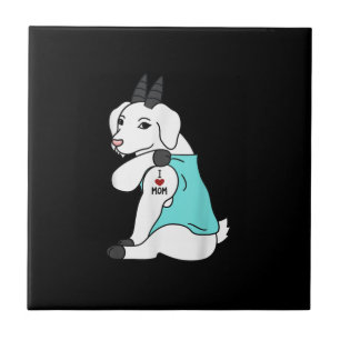 I Kärlek Mamma Tattoo Goat Funny Mors Day Pet Kakelplatta