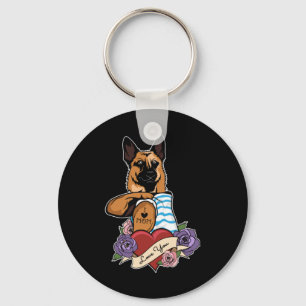 I Kärlek Mamma Tattoo I German Shepherd Mamma Nyckelring